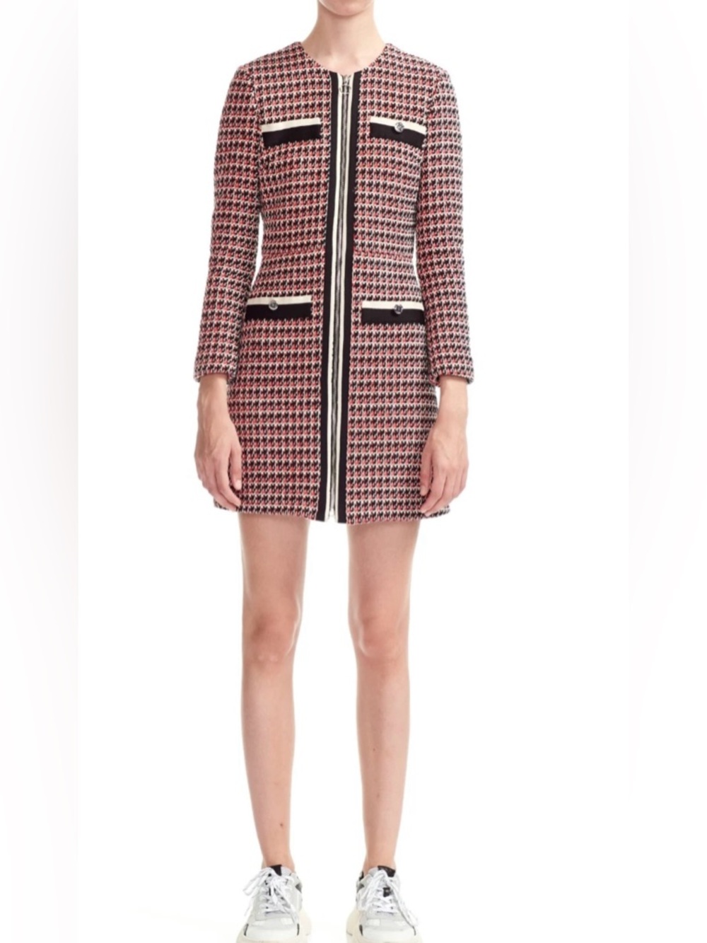Maje Paris Romane Tweed Dress Full Zip Long Sleeve - Size 34 - Picture 12 of 12